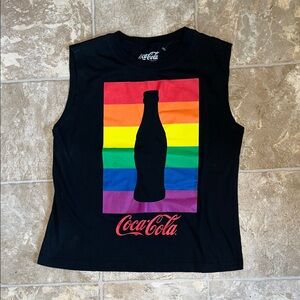 **Last chance** Coca Cola Women's Black Tank with Rainbow Design